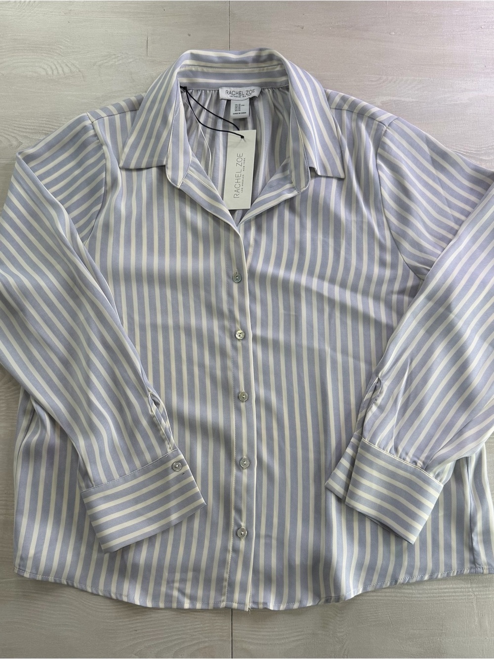 Rachel Zoe Blue & White Striped Men's Button-Down Shirt